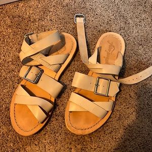 Free People Leather Sandal Cream size 40